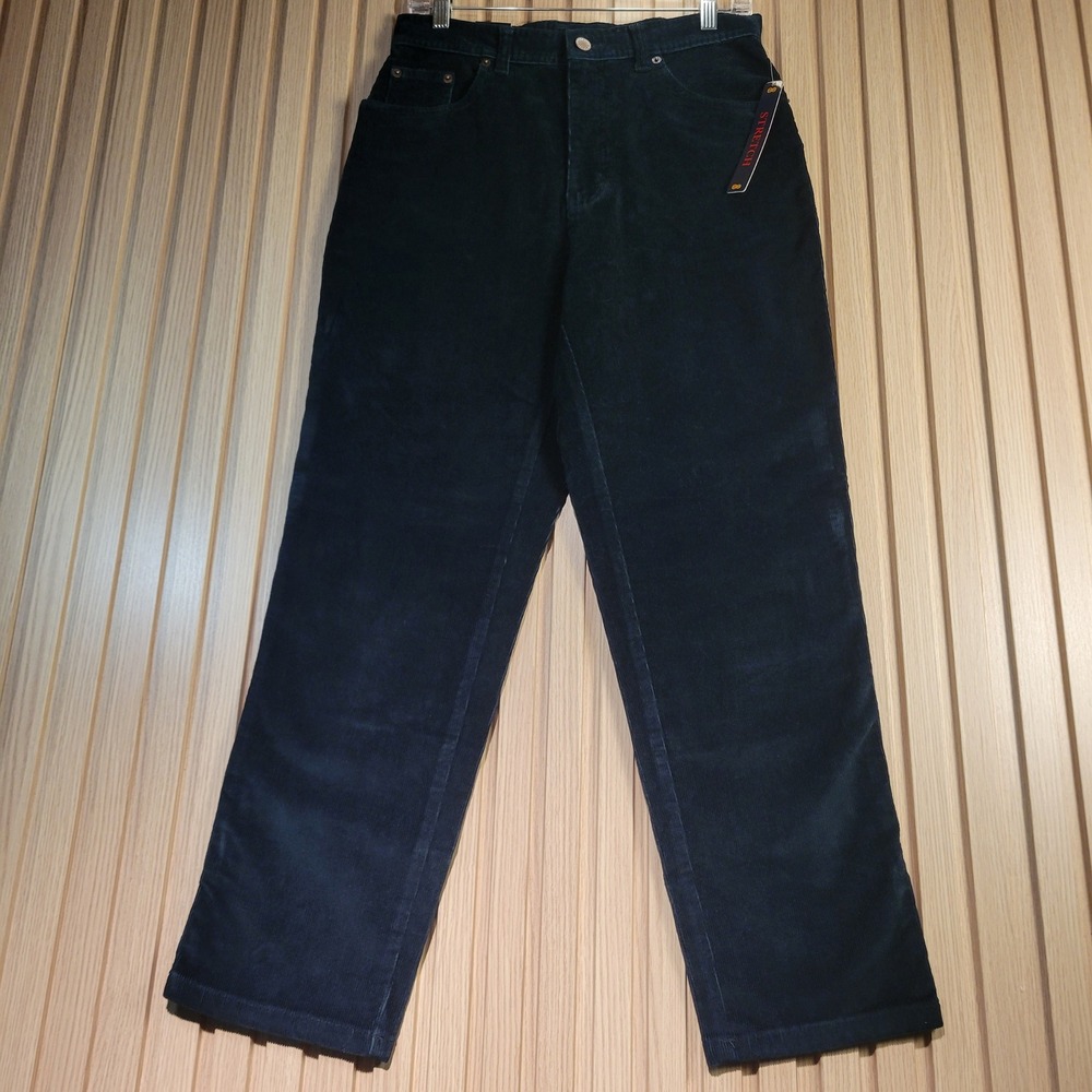 Bill Blass Petite Navy Blue Stretch Corduroy Pants Straight Leg Size 8P NEW